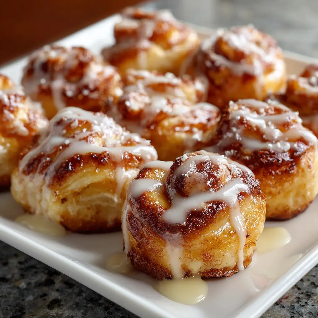 Mini Cinnamon Roll Bites with Vanilla Glaze