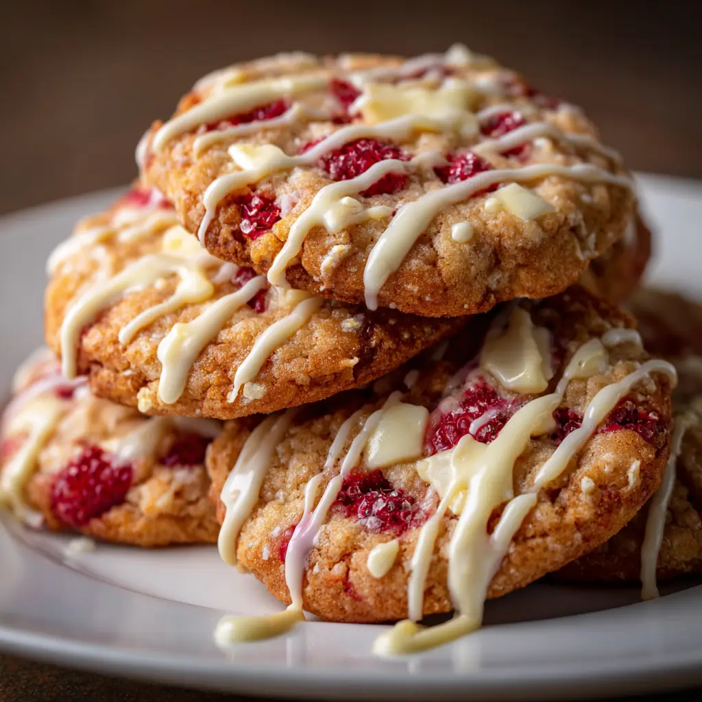 Gooey Raspberry White Chocolate Cookies