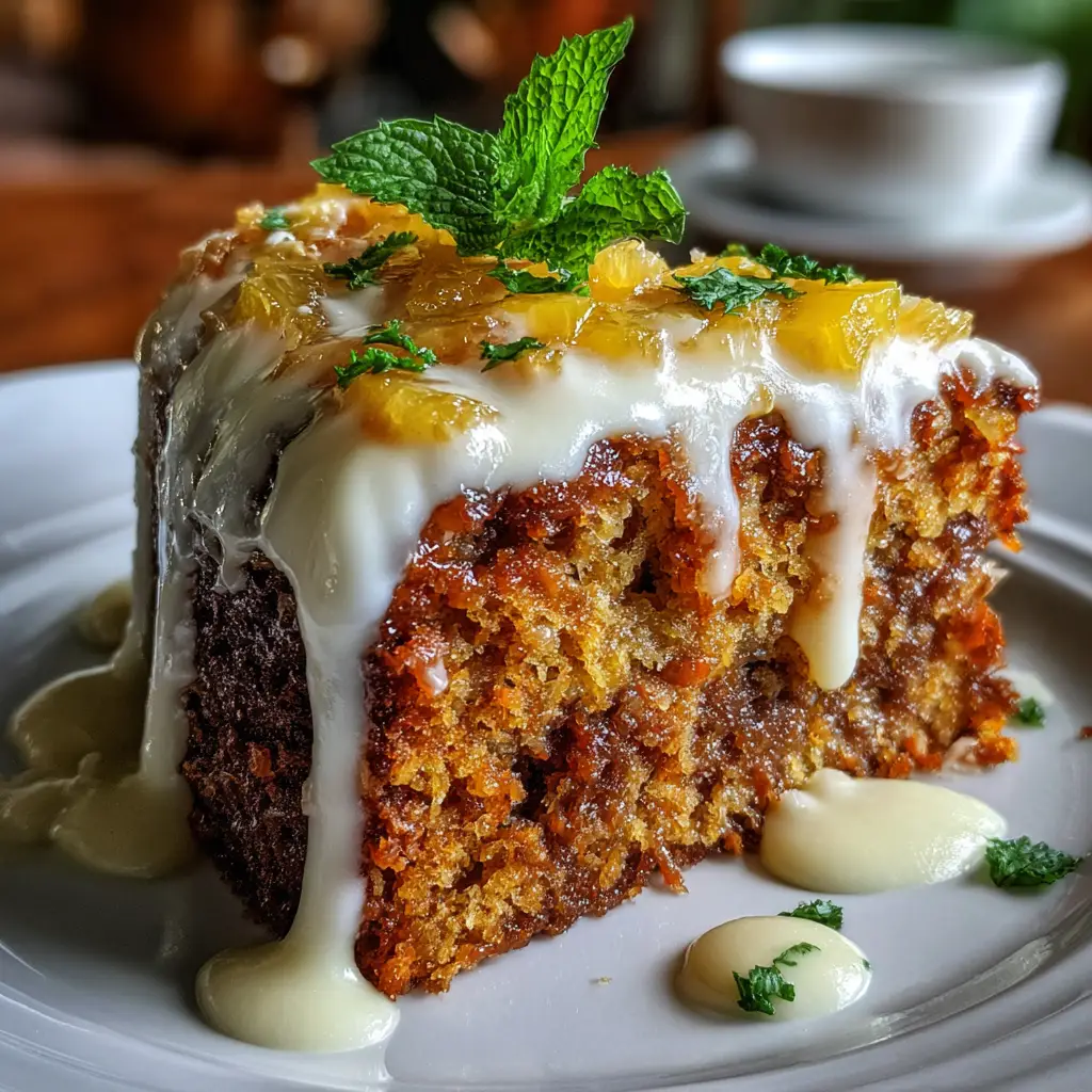 Hawaiian Carrot Pineapple Cake with Cream Cheese Glaze