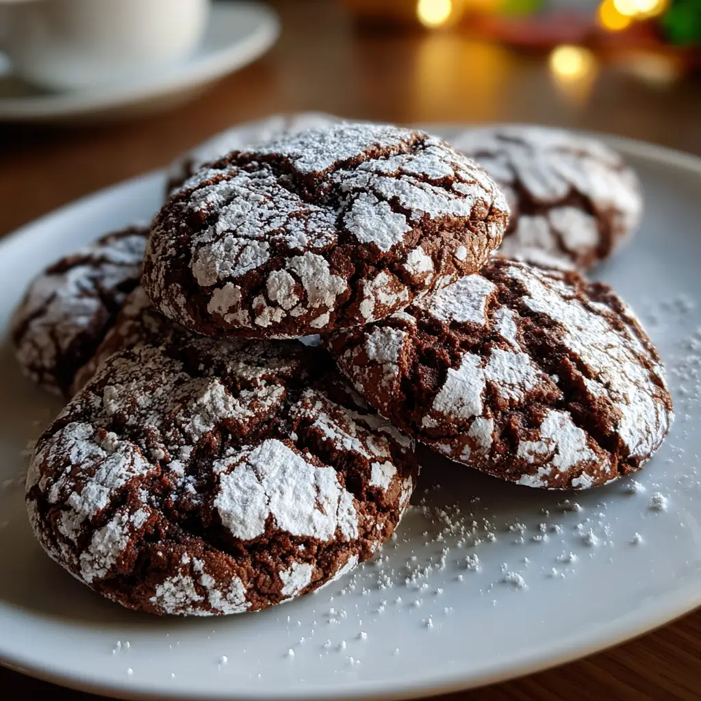 Chocolate Mint Crinkle Cookies