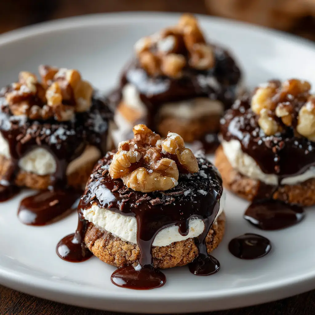 Cheesecake Filled Chocolate Walnut Thumbprint Cookies