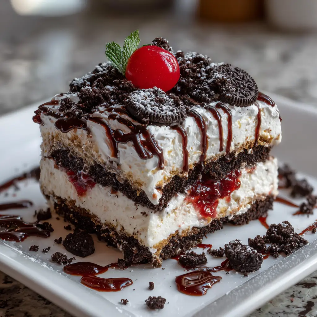 No-Bake Christmas Oreo Lasagna