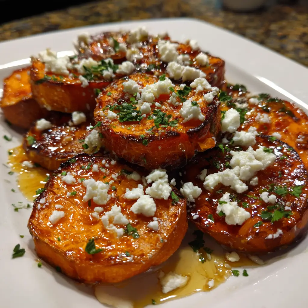 Roasted Sweet Potato Rounds with Honey & Feta