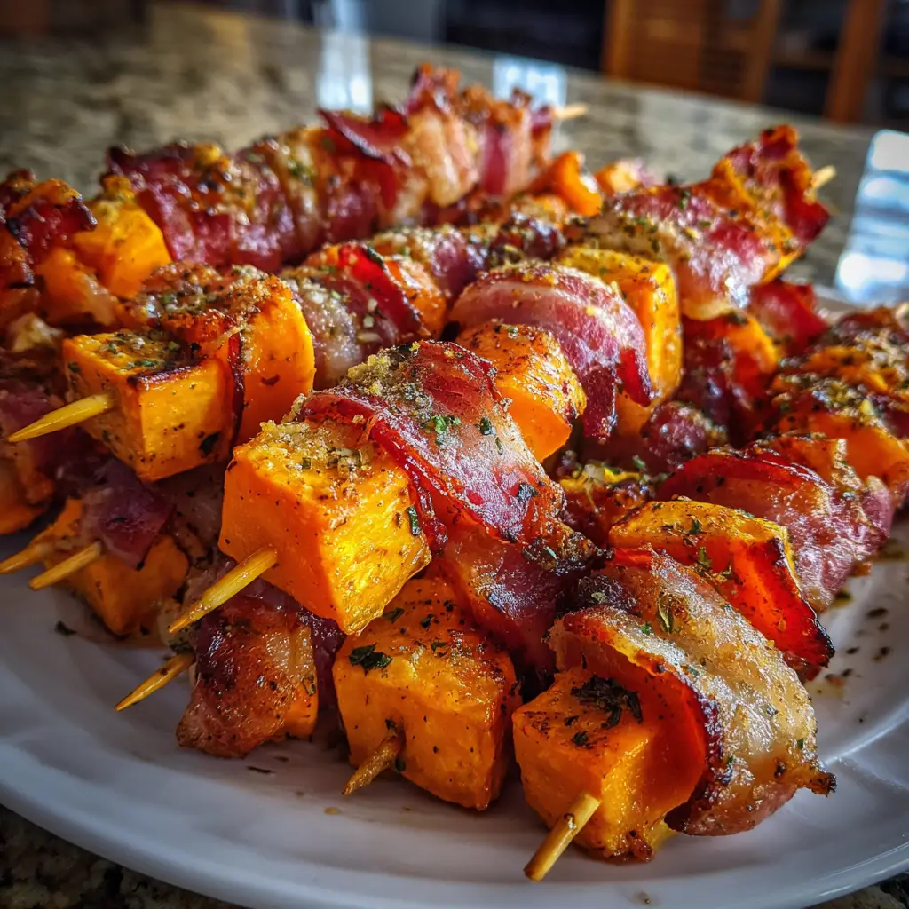 Sweet Potato and Bacon Skewers