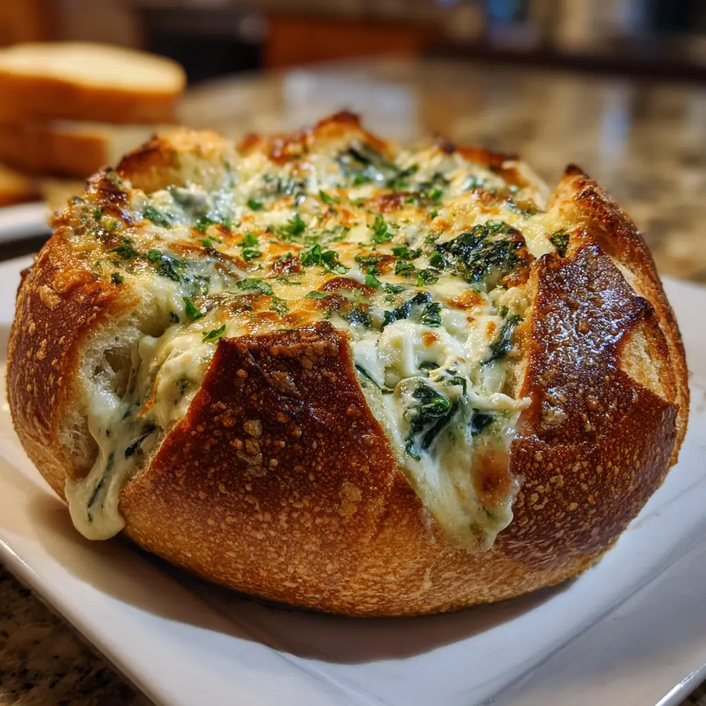 Spinach & Artichoke Dip Bread Bowl