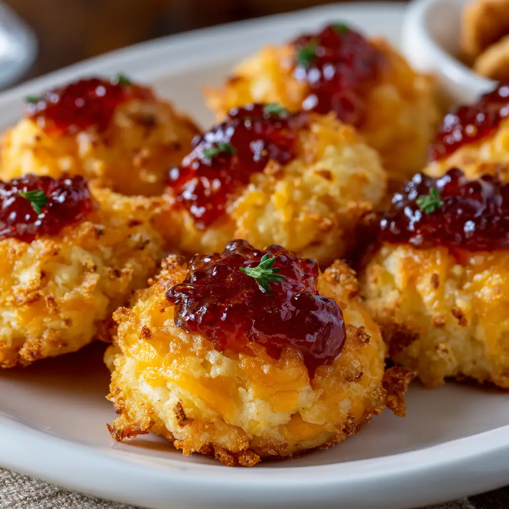 Cheesy Thumbprint Appetizers with Hot Pepper Jelly