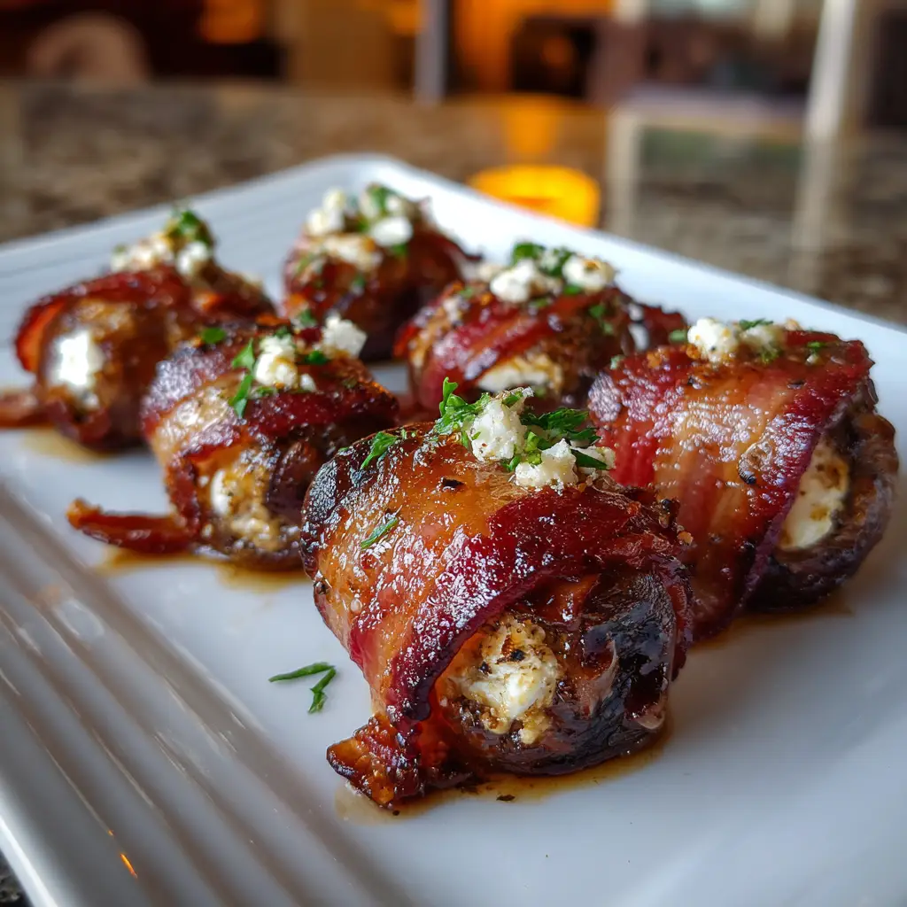 Goat Cheese Stuffed Bacon-Wrapped Dates