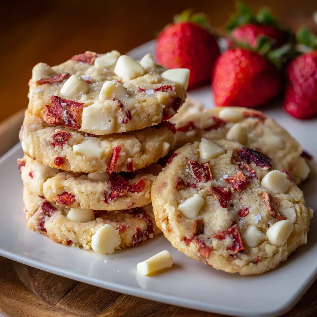 Strawberry White Chocolate Shortbread