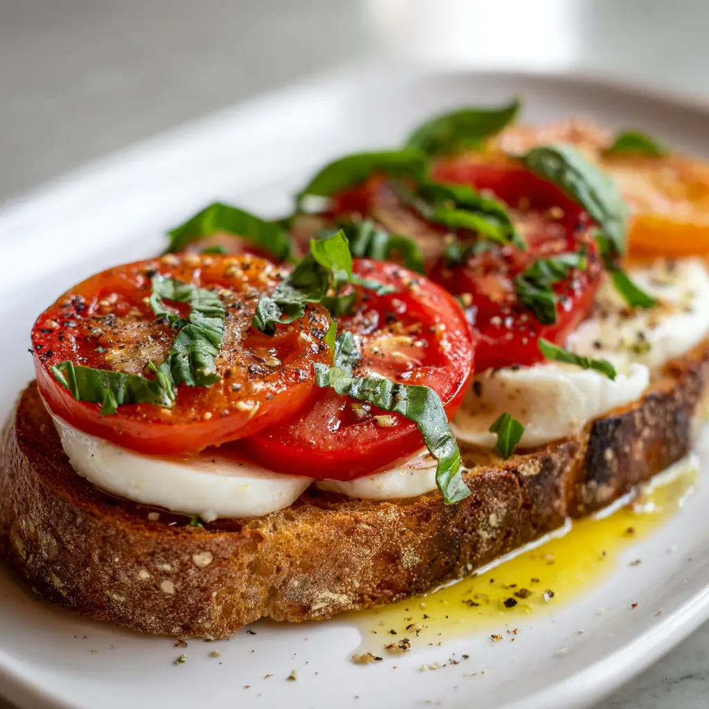 Tomato Basil Mozzarella Toast