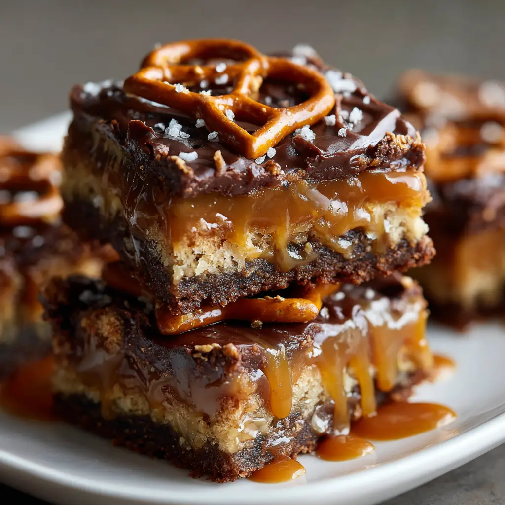 Salted Caramel Pretzel Blondies