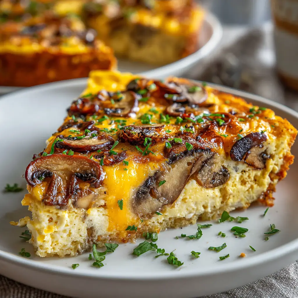 Crustless Mushroom & Cheddar Quiche