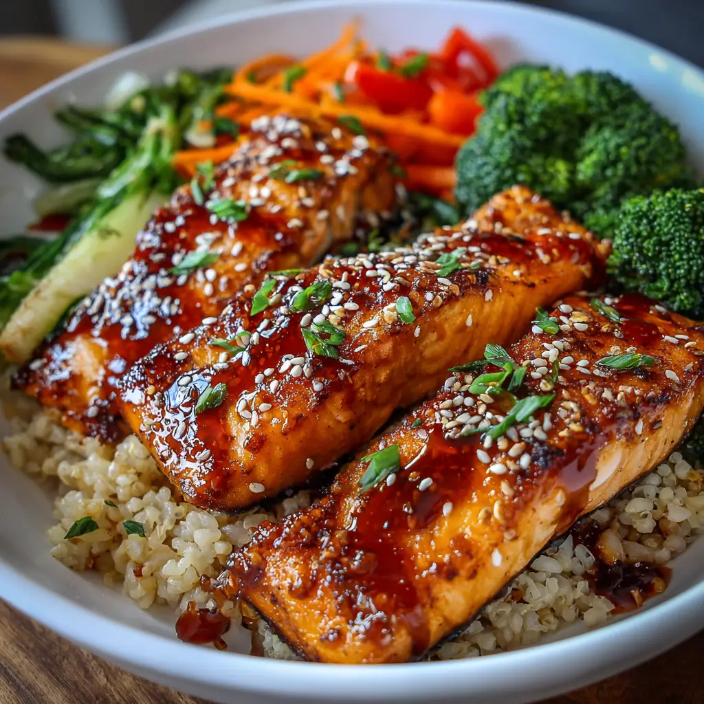 Honey Sriracha Salmon Bowls