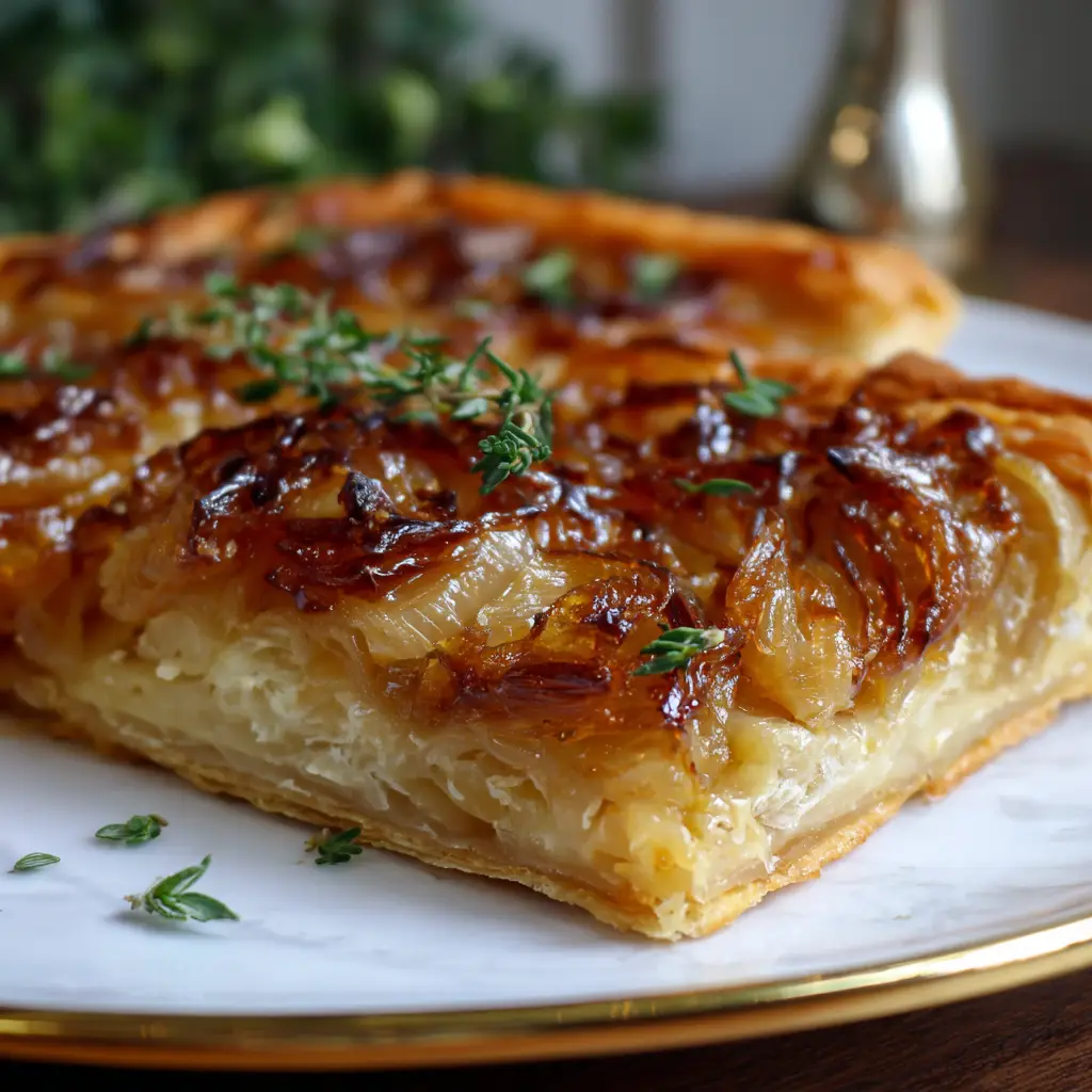 Golden Caramelized Onion &amp; Gruyère Puff Pastry Tart