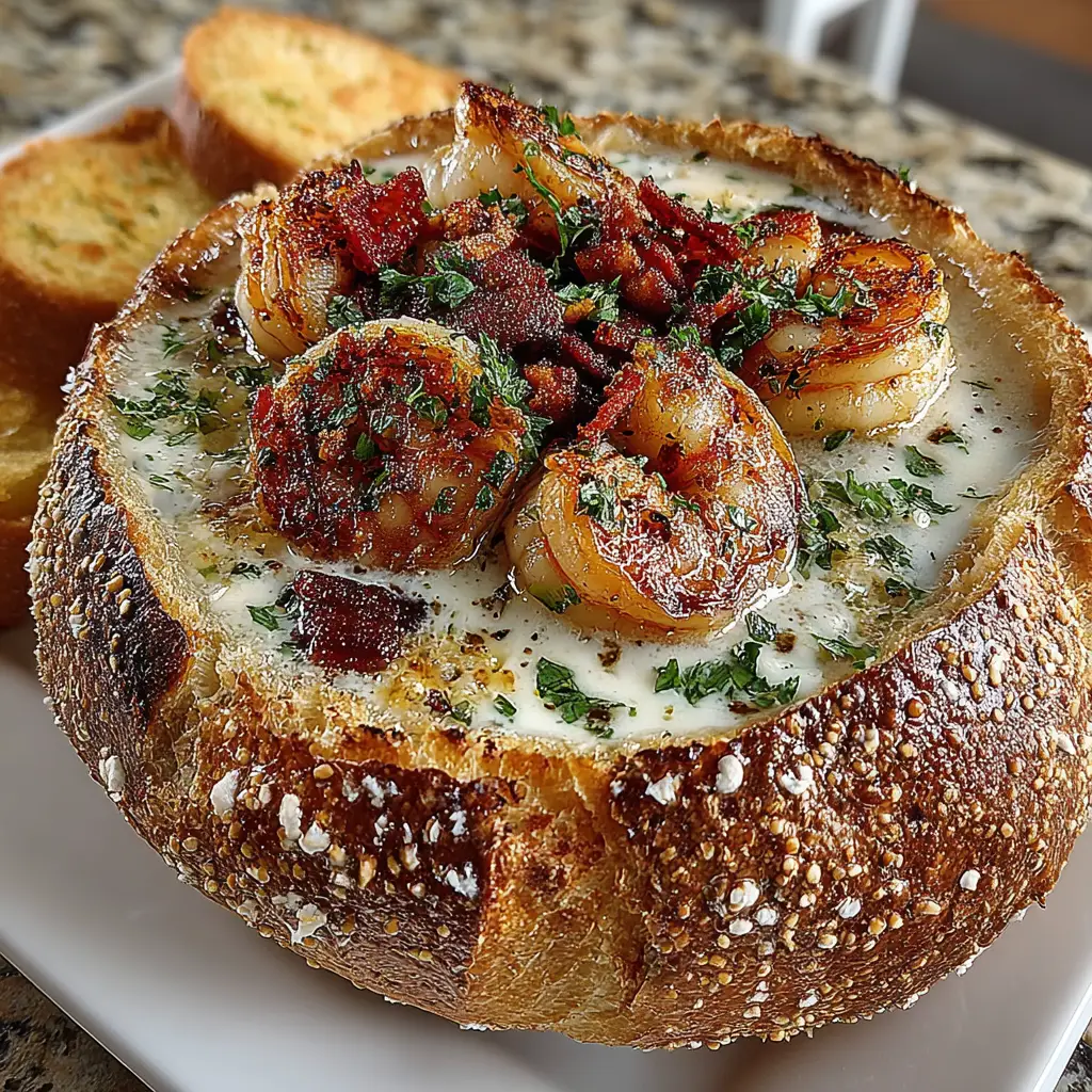 Stuffed Seafood Soup Bread Bowl