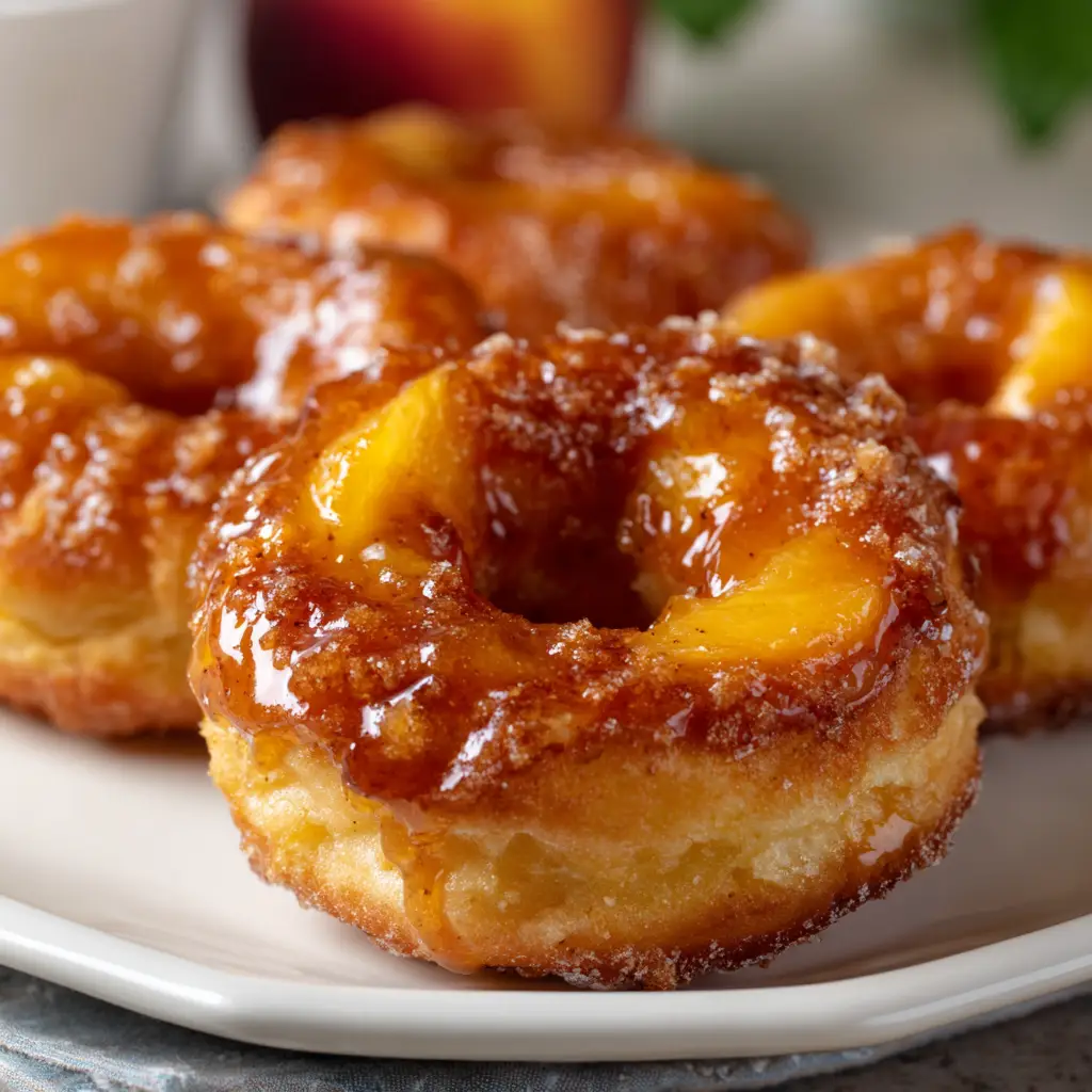 Classic Peach Cobbler Cheesecake Donuts