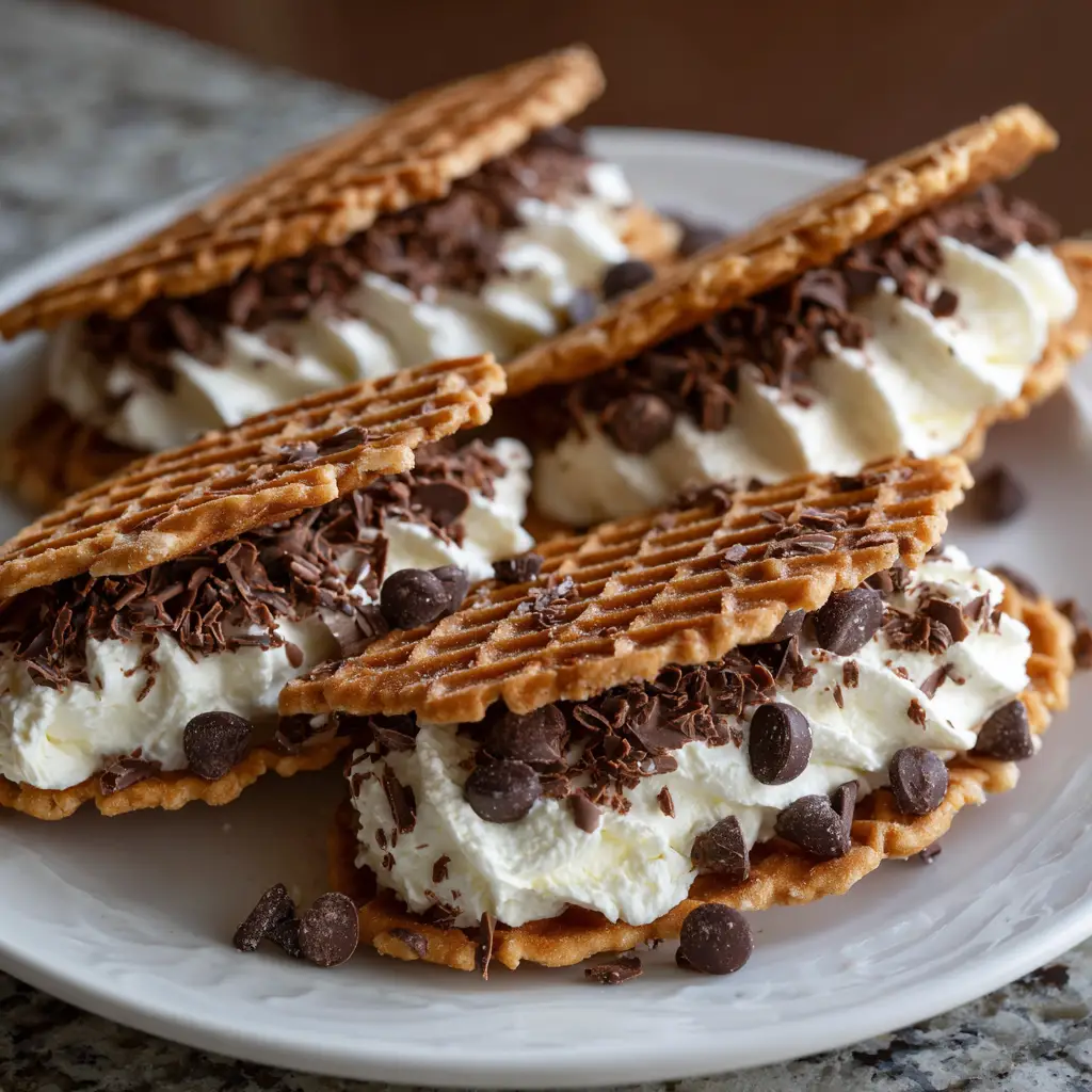 Chocolate Cannoli Pizzelle Sandwiches