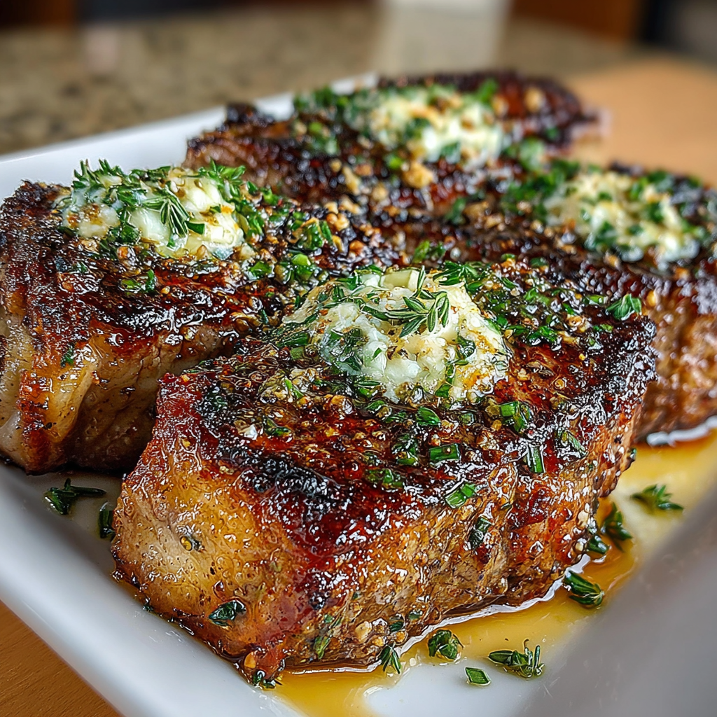 Ribeye Steak with Garlic-Thyme Butter