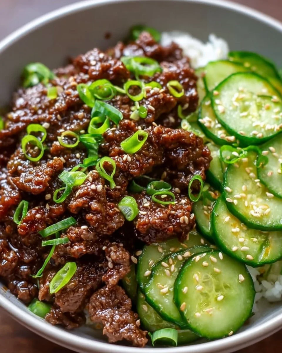 Delightful Spicy Keto Korean Beef with Cucumber Salad Dish