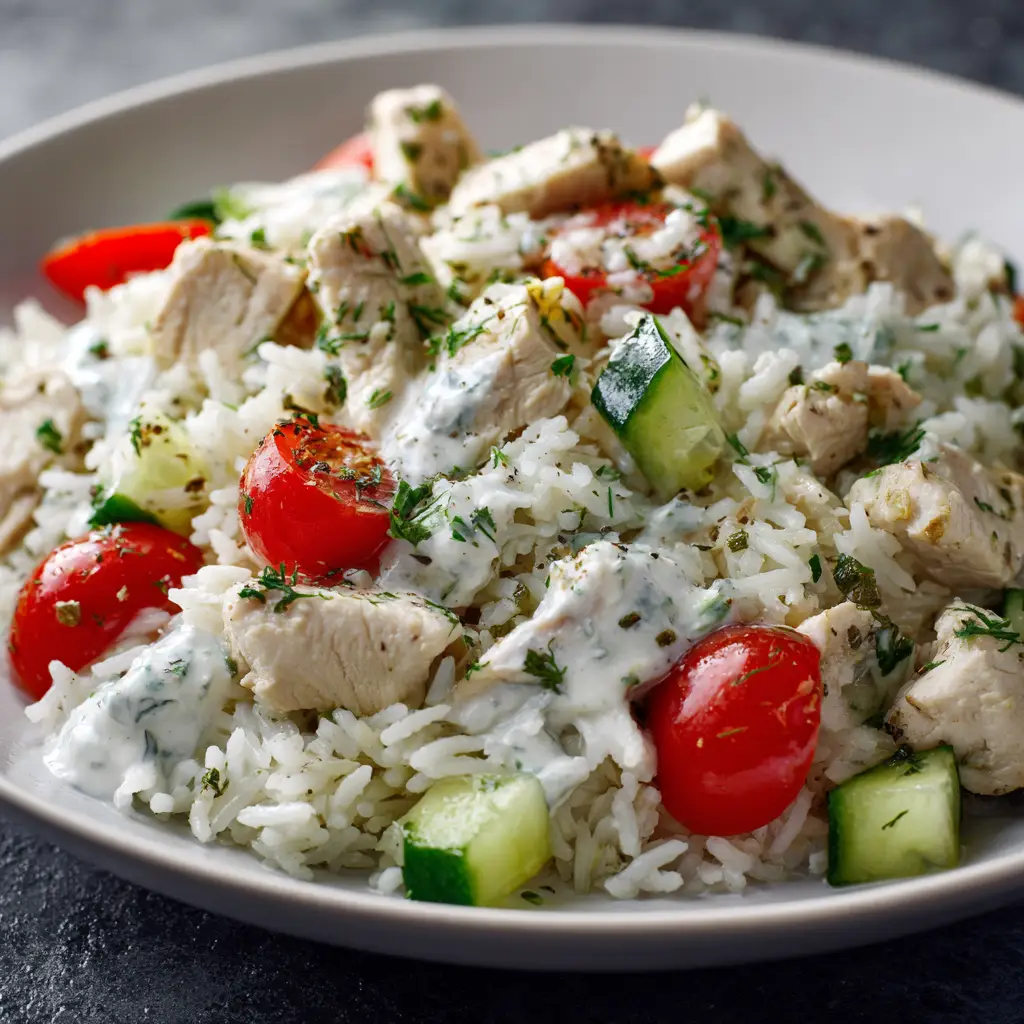 Dump And Bake Chicken Tzatziki Rice