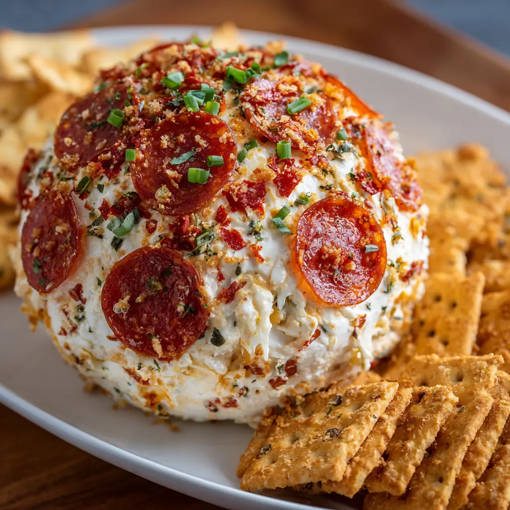Pepperoni Pizza Football Cheese Ball