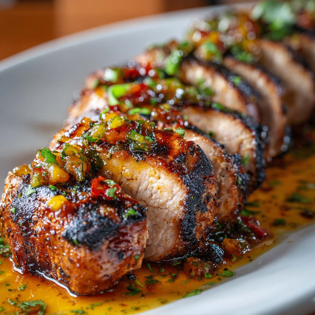 Grilled Pork Tenderloin with Peach Glaze