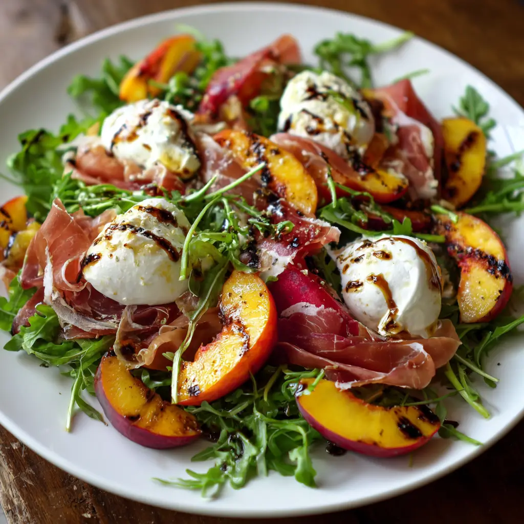 Grilled Nectarine Burrata Prosciutto Salad