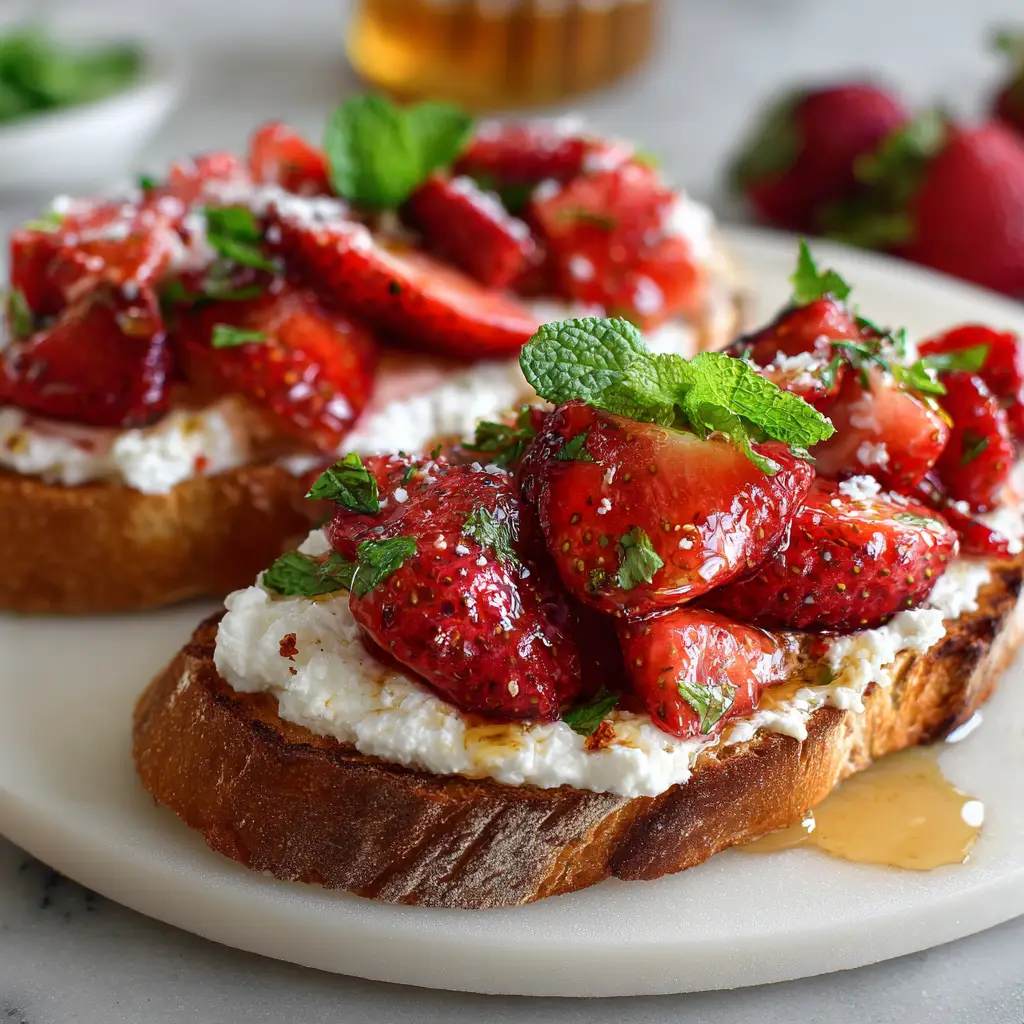Roasted Strawberry Whipped Ricotta Toast