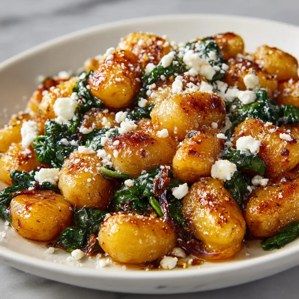 Crispy Gnocchi With Spinach And Feta