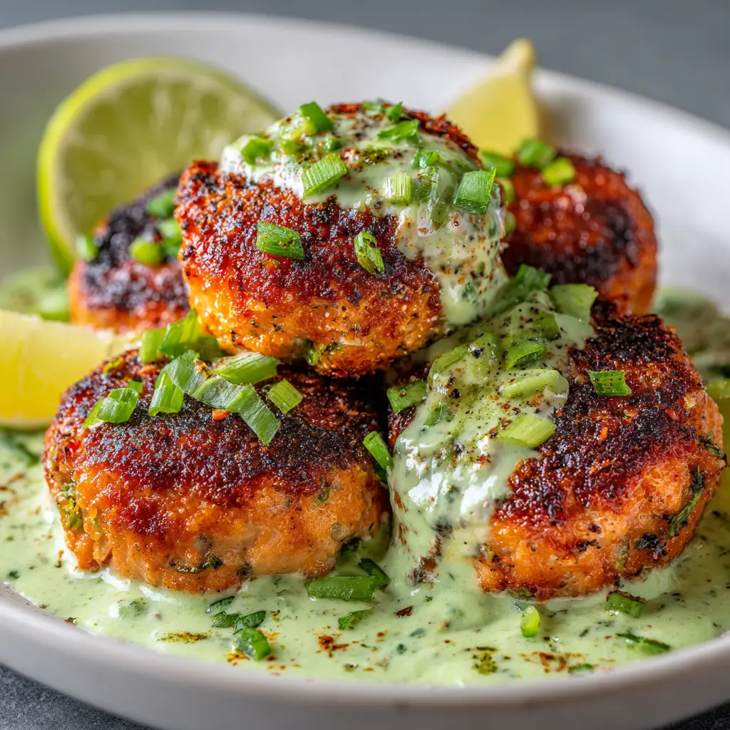 Salmon Balls with Creamy Avocado Sauce