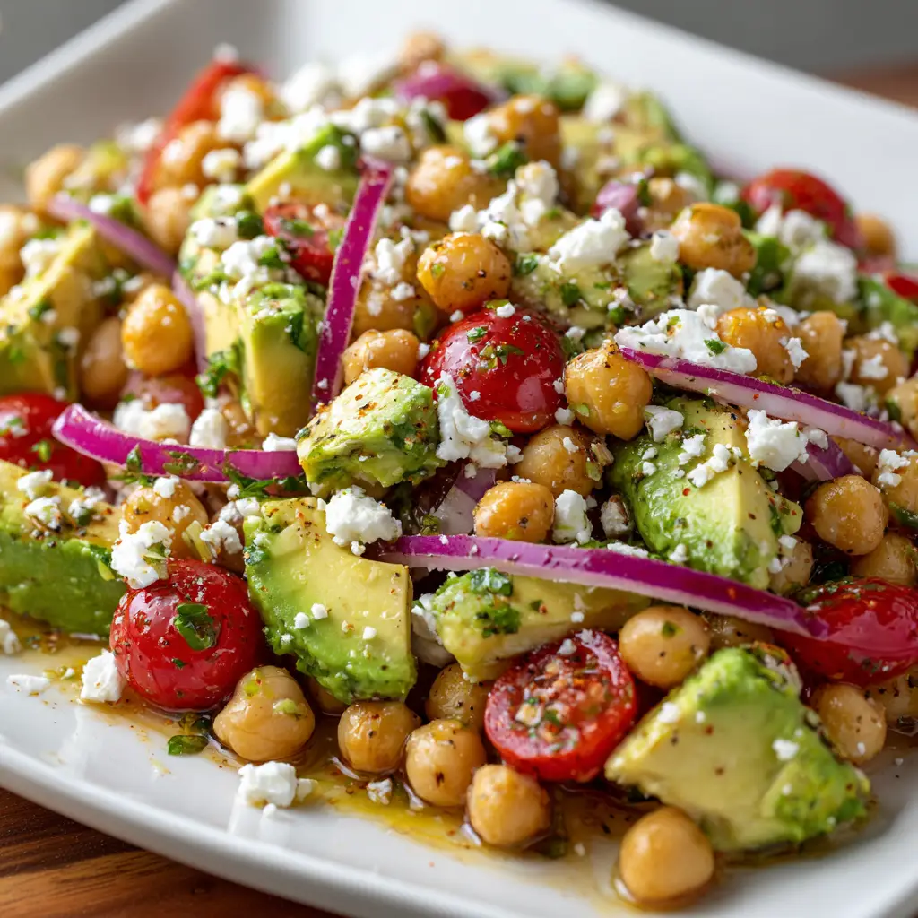 Chickpea Feta Avocado Salad